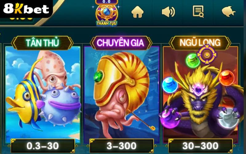 Các phòng chơi tại Bắn Cá Ngũ Long