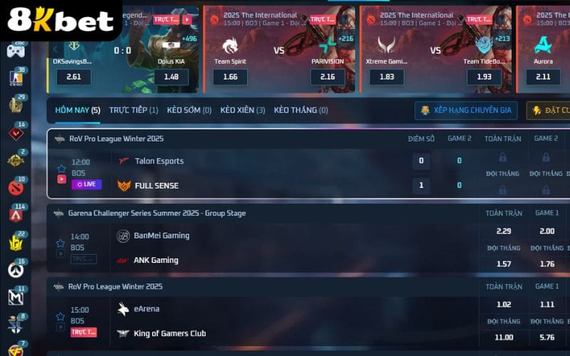 Hướng dẫn cá cược liên quân mobile tại E-sports 8KBET