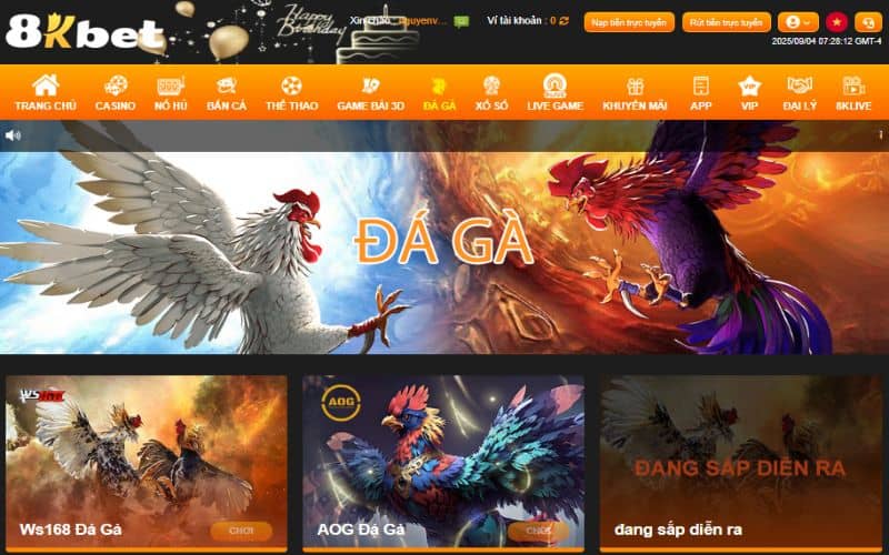 3 sảnh đá gà trực tuyến hàng đầu tại 8KBET